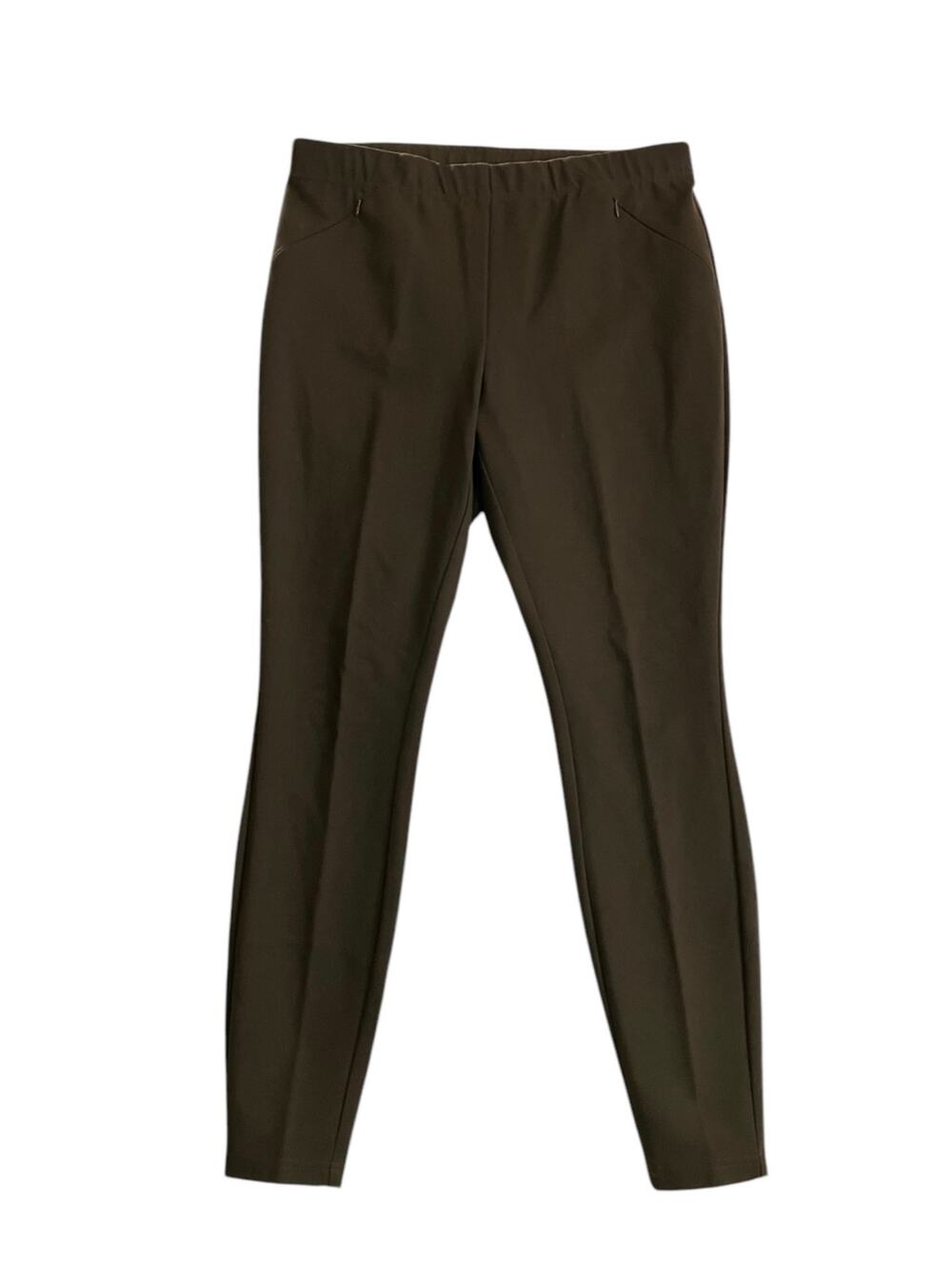 J. Jill Women's Brown Mid-Rise 27.5" Inseam Ponte Knit Leggings Pockets | Size M